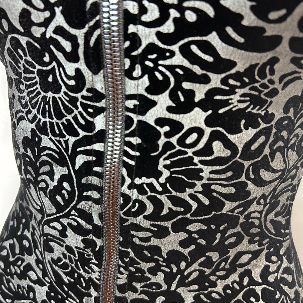 Shrine Los Angeles Dress Small mini Goth 90s burnout velvet zip-up bodycon - Picture 2 of 12